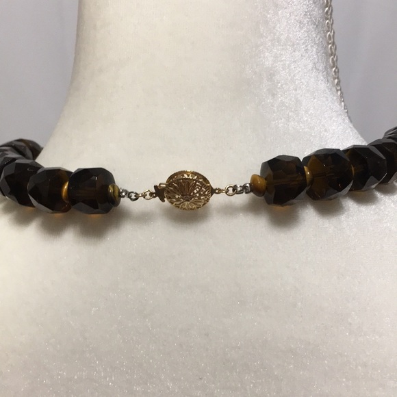 GEMS EN VOGUE SMOKEY QUARTZ AND TIGER EYE NECKLACE - Picture 2 of 8